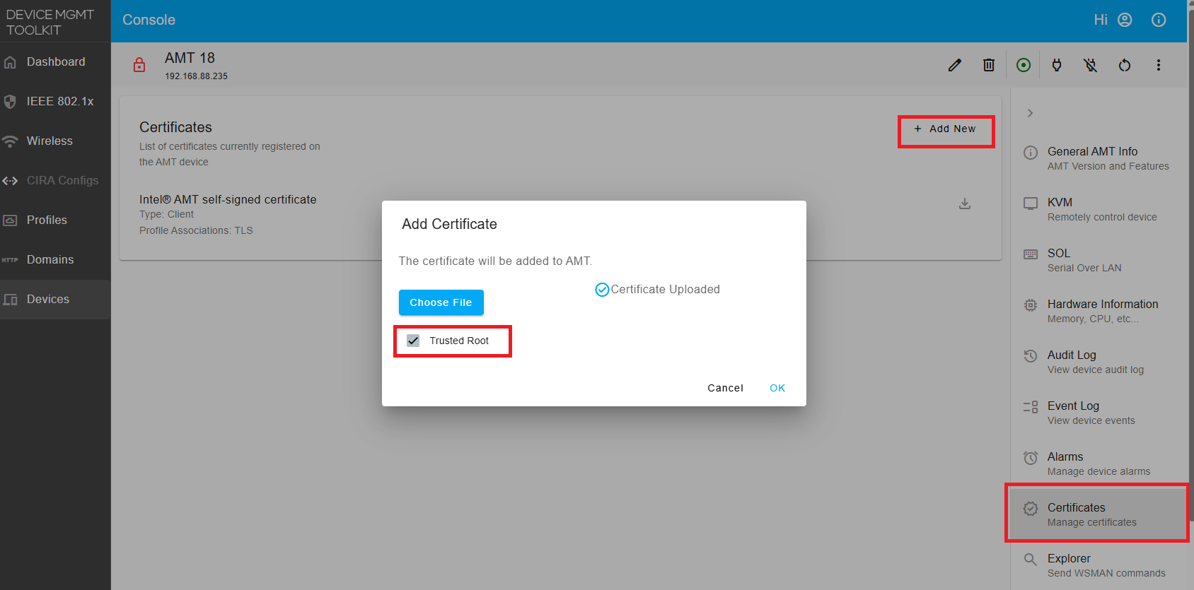 Figure 4: Add Root Certificate of HTTPS Server